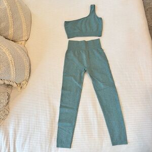 OYS Workout Sets for Women 2 Piece Seamless High Waist Leggings Yoga Gym Size M